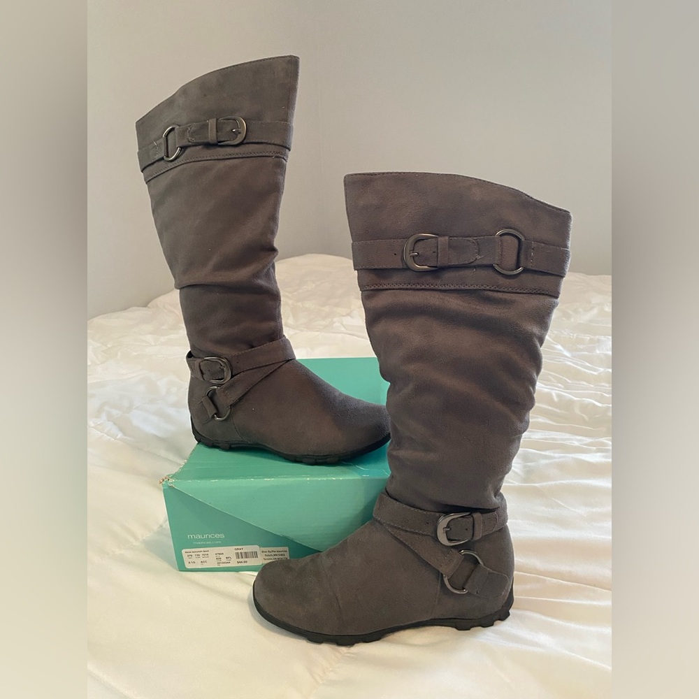 Women’s Gray Suede Knee High Boots from Maurices size 6.5